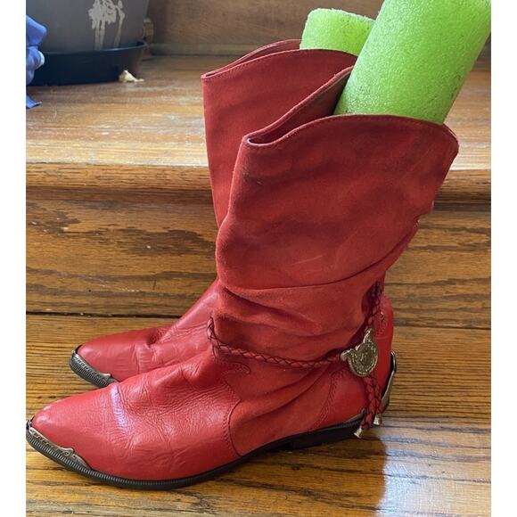 Zodiac Vintage 80s Red Leather Cowboy Boots Women's 8.5 - Picture 1 of 9